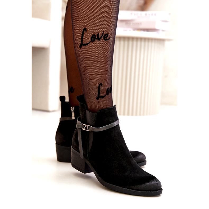 Zazoo 60478 velúr magas sarkú szigetelt fekete cipzár 3