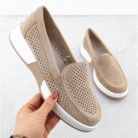 Női szabadmunka cipő a Sergio Leone 094H bézs platformon 1