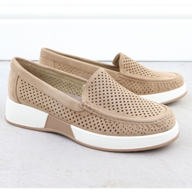 Női szabadmunka cipő a Sergio Leone 094H bézs platformon 2