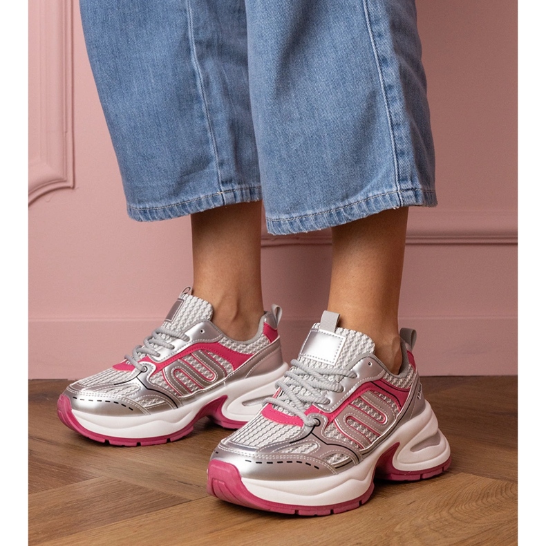 Ezüst-rózsaszín női sport cipők 1