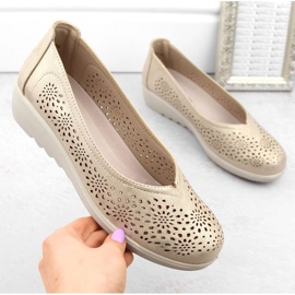 Áttört ékcipő Potocki W WOL238 arany aranysárga 2