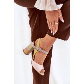 Bőr elegáns szandál a Laura Messi 2136 Multolor Poston bézs 2