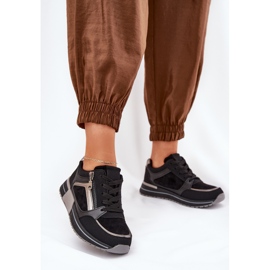 Női sportcipő cipzárral a platformon fekete 2