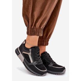 Női sportcipő cipzárral a platformon fekete 1