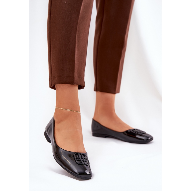 Vinceza Festett elegáns női balerinák, dekoratív Vinceeza 17377 fekete részletekkel 2