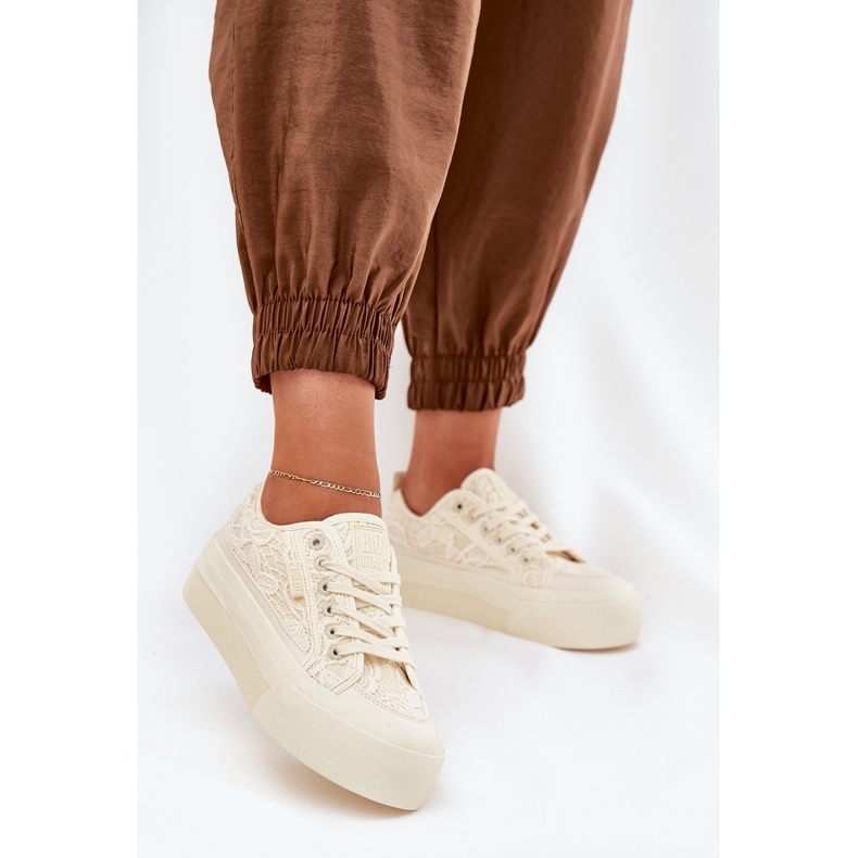 Big Star RR274746 női csipke cipők bézs 2