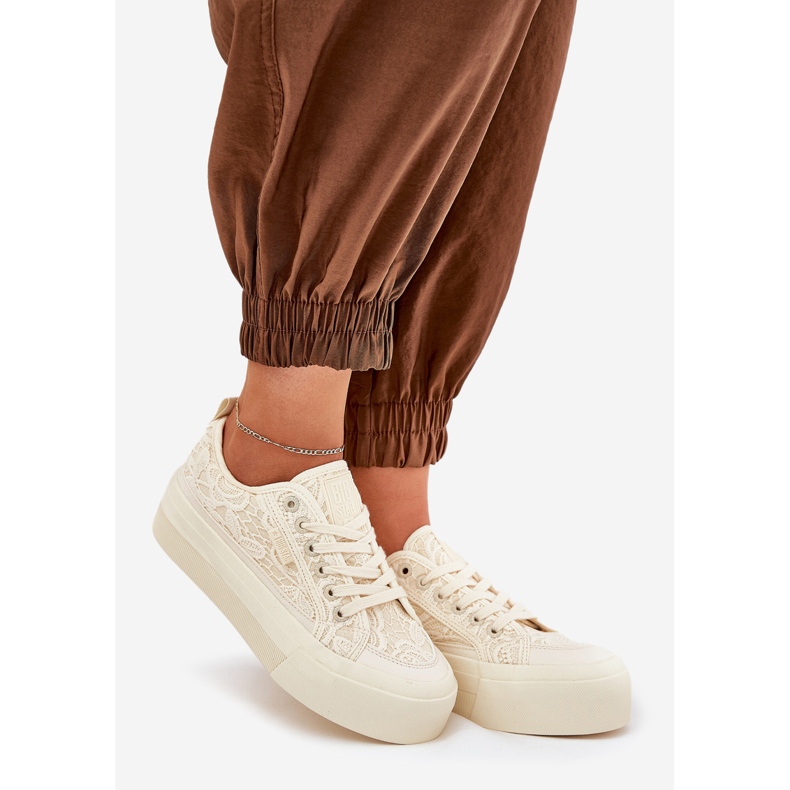 Big Star RR274746 női csipke cipők bézs 1