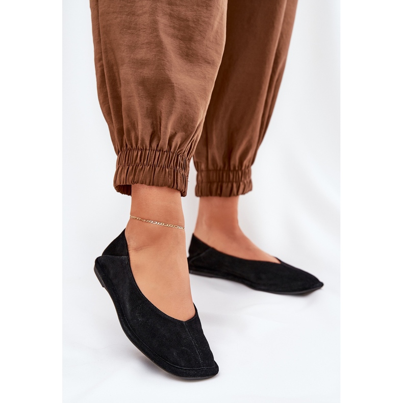 Big Star Női velúr ballerinas nagy csillag RR274080 fekete 2