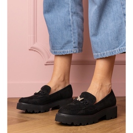 Fekete női cipők cirkon pillangóval 1