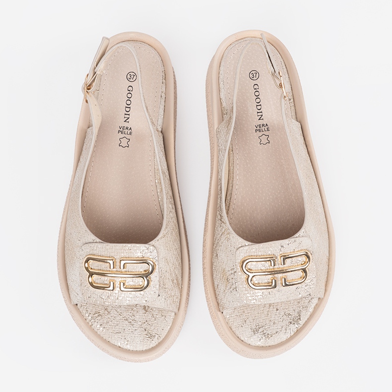 Goodin Lapos szandál taupe dekorációval bézs 2