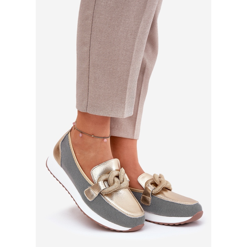 S.Barski Női bőr lehajok, LR51-966 aranyat tartalmazó arany aranysárga 1