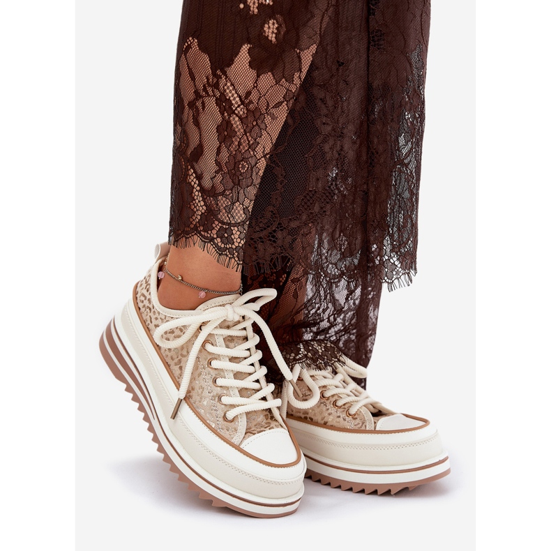 S.Barski Női cipők egy hatalmas platformon S. Barski BF51-101 bézs 1