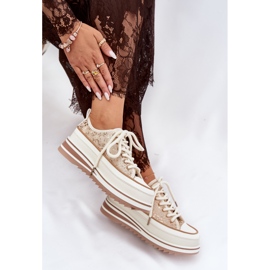 S.Barski Női cipők egy hatalmas platformon S. Barski BF51-101 bézs 2