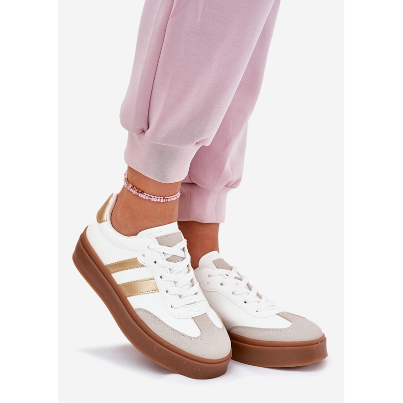 Evento Női cipők a platformon, öko bőr fehér és arany 1