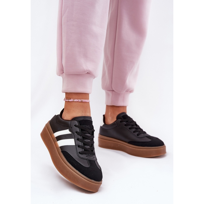 Evento Női cipők a platformon, öko -bőrfekete 2