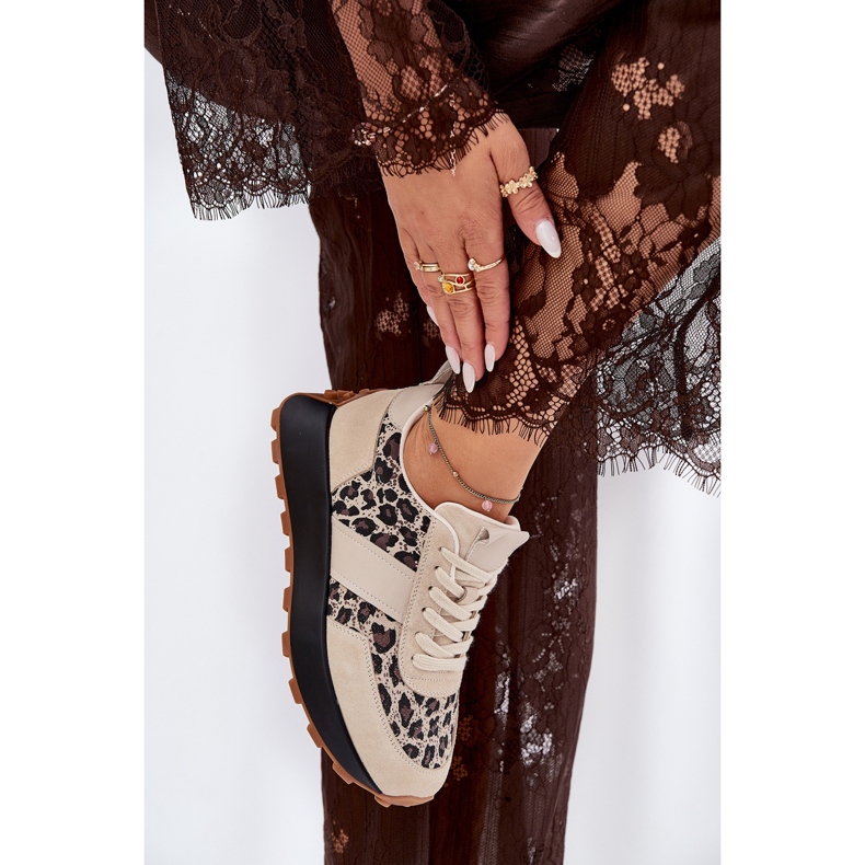 Vinceza Női velúr cipők a platformon Leopard Vinceeza 66793 bézs 1