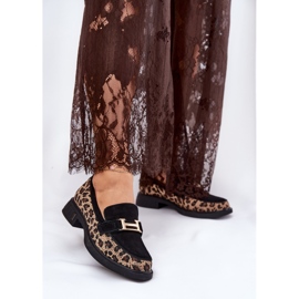 Suede Moccasins női VinceZa 66791 Fekete Leopard nyomtatás 2