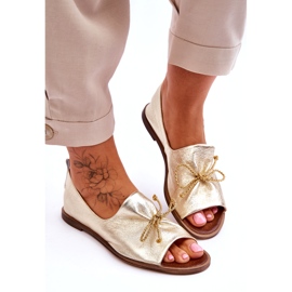 Női bőr ballerinas Zazoo 2660/064 PLN aranysárga 2