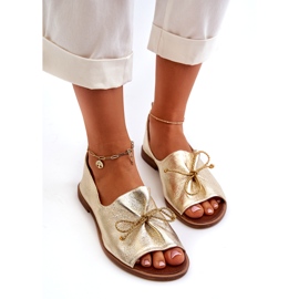 Női bőr ballerinas Zazoo 2660/064 PLN aranysárga 3