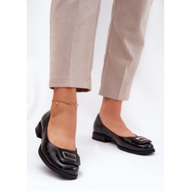 S.Barski Bőr balerinák dekorációval MK51-059 fekete 2