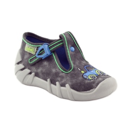 Fiú papucs Befado 110p316 traktor kék szürke zöld 1