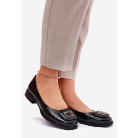 S.Barski Bőr balerinák dekorációval MK51-059 fekete 1