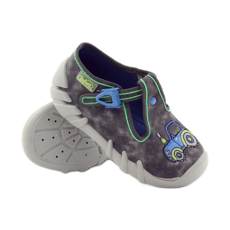 Fiú papucs Befado 110p316 traktor kék szürke zöld 3