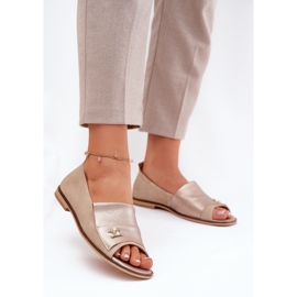 Bőr elegáns balerinák csupasz ujjakkal Zazoo 1865 bézs 2