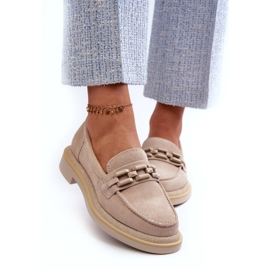 S.Barski Női lapos sarkú bőrfajták dekorációval TW101 könnyű bézs 2