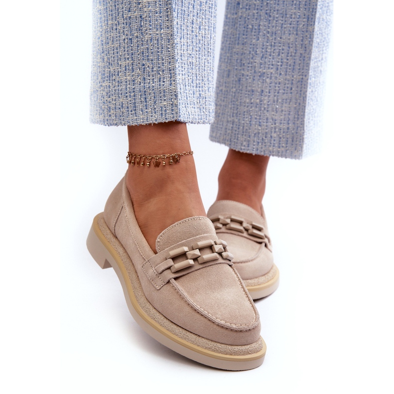 S.Barski Női lapos sarkú bőrfajták dekorációval TW101 könnyű bézs 2 S.Barski Női lapos sarkú bőrfajták dekorációval TW101 könnyű bézs 2