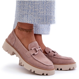 S.Barski Suede Bőr Női Lekeszek dekorációval TW117 rózsaszín 4