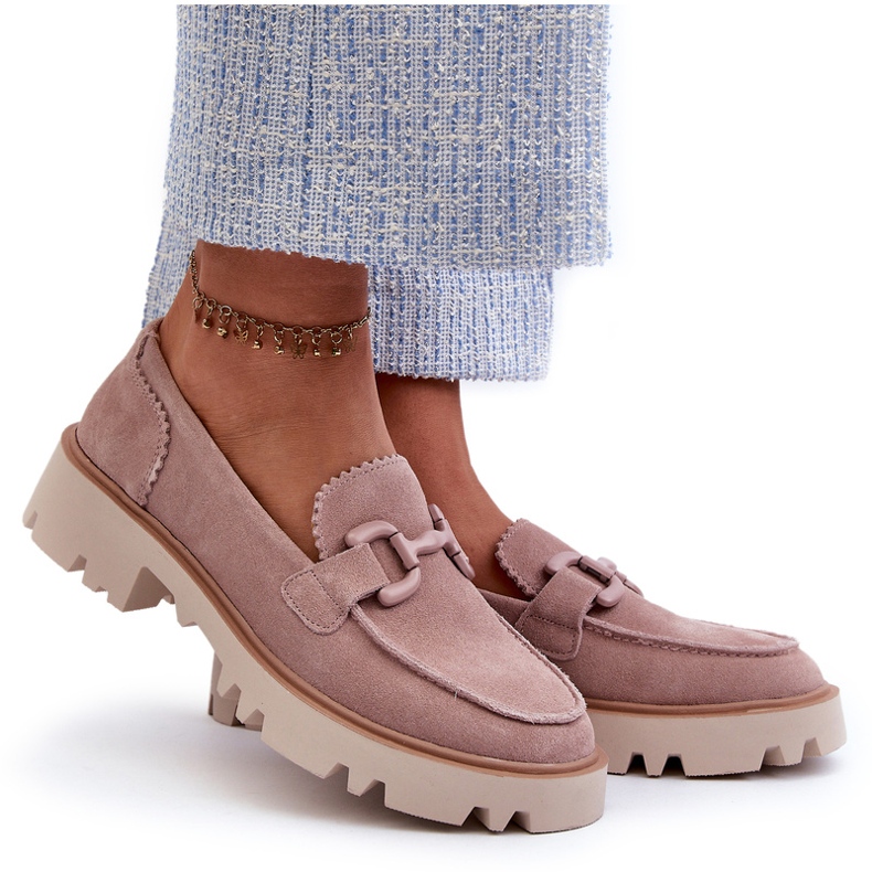 S.Barski Suede Bőr Női Lekeszek dekorációval TW117 rózsaszín 4 S.Barski Suede Bőr Női Lekeszek dekorációval TW117 rózsaszín 4