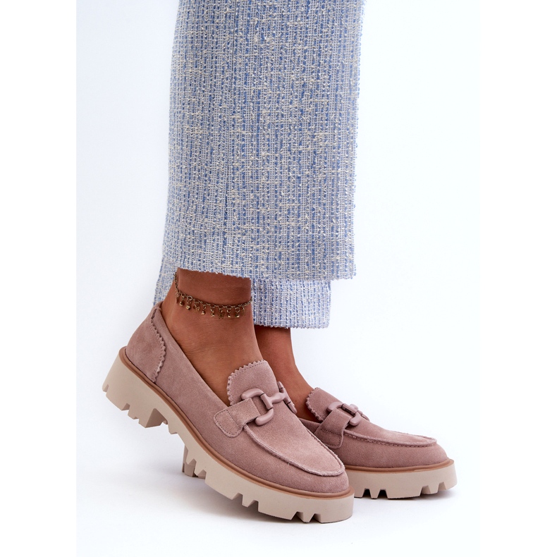 S.Barski Suede Bőr Női Lekeszek dekorációval TW117 rózsaszín 1