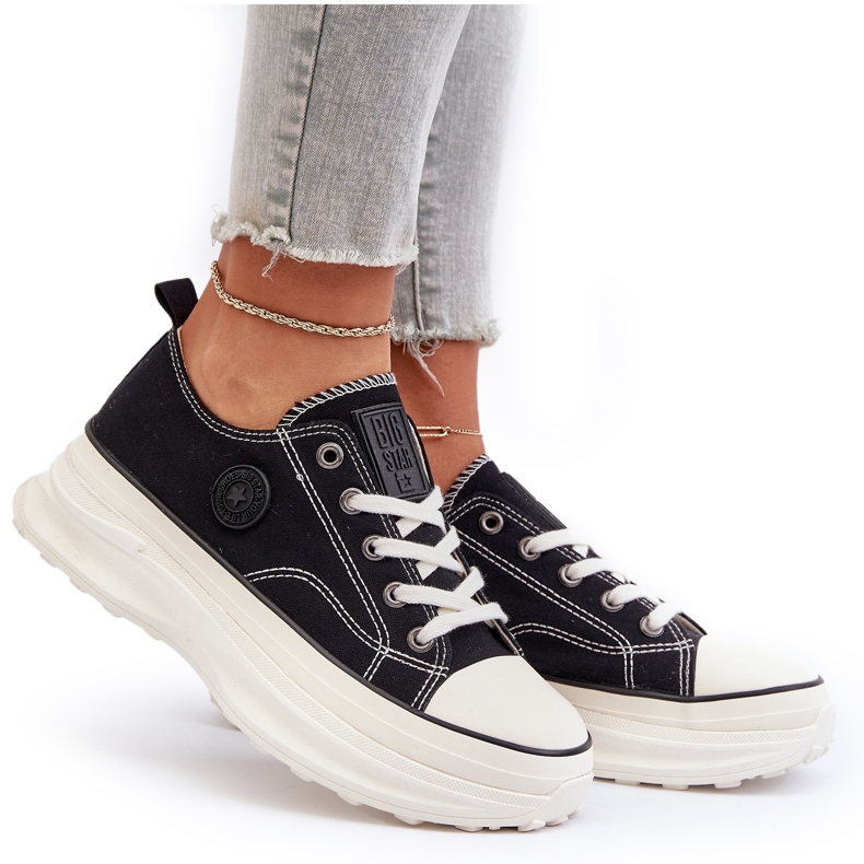 Big Star Női cipők az NN274125 masszív talpon lévő nagy csillagon fekete 4