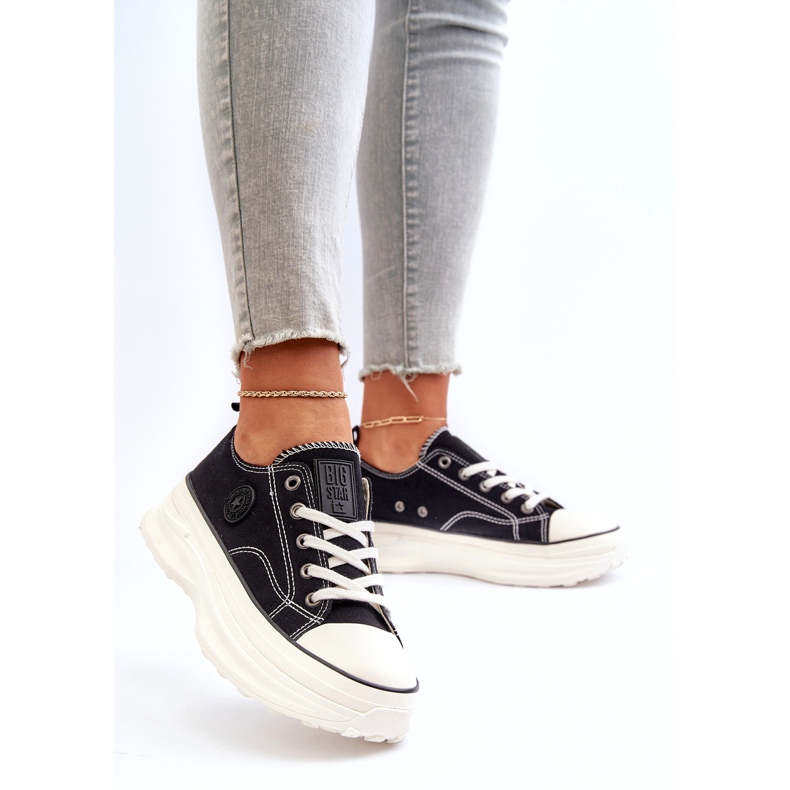 Big Star Női cipők az NN274125 masszív talpon lévő nagy csillagon fekete 2