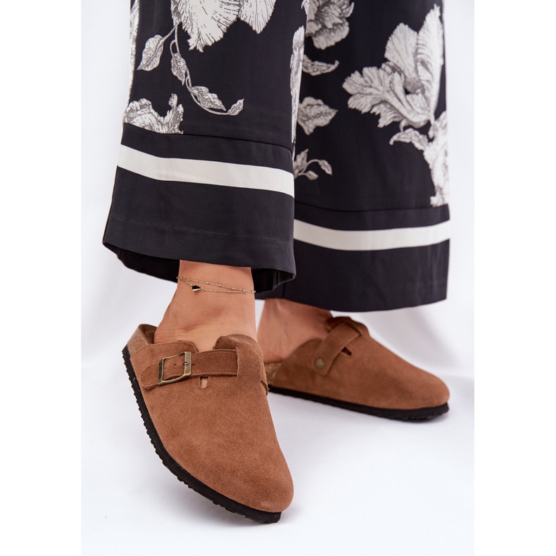 Big Star Női velúr flip -flopok nagy csillaggal RR274A387 barna csat 2