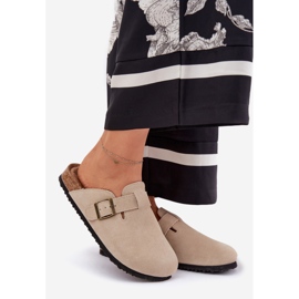 Big Star Suede flip -flops női klumkák egy nagy csillaggal RR274A385 bézs csat 1