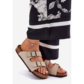 Big Star Női velúr papucs nagy csillaggal RR274A391 bézs csatokkal 1