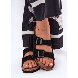 Big Star Női velúr papucs nagy csillaggal RR274A390 fekete csatokkal 2