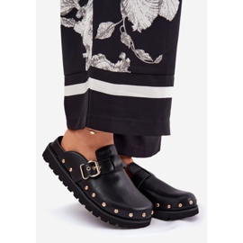 Big Star Bőr flip -flops női klumkák a nagy csillag RR274A378 fekete platformon 1