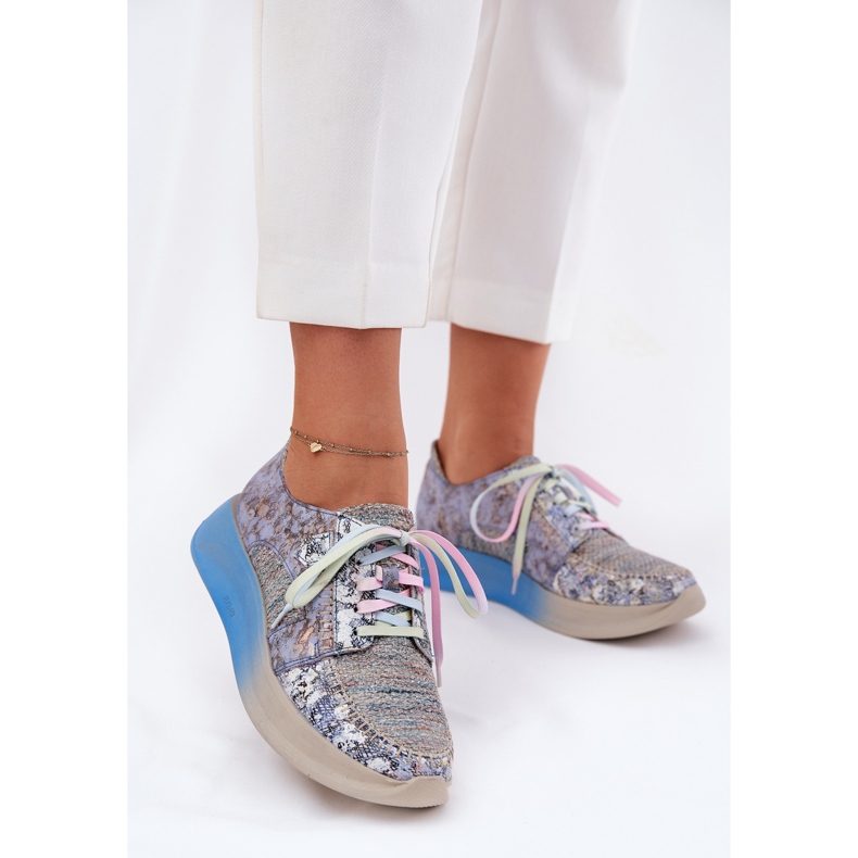 Női bőrcipő a Maciejka platformon 06776A-06 Kék 2