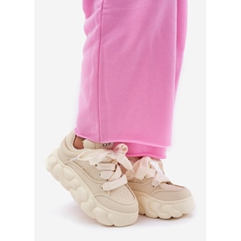 Női bőr cipők a hatalmas platformon Goe RR2N4043 bézs 1