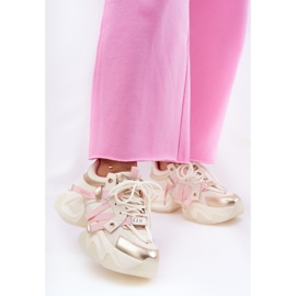 GOE Női bőr cipők egy hatalmas talpon rr2n4031 bézs 2