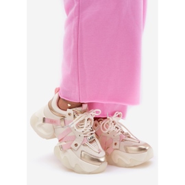 GOE Női bőr cipők egy hatalmas talpon rr2n4031 bézs 1