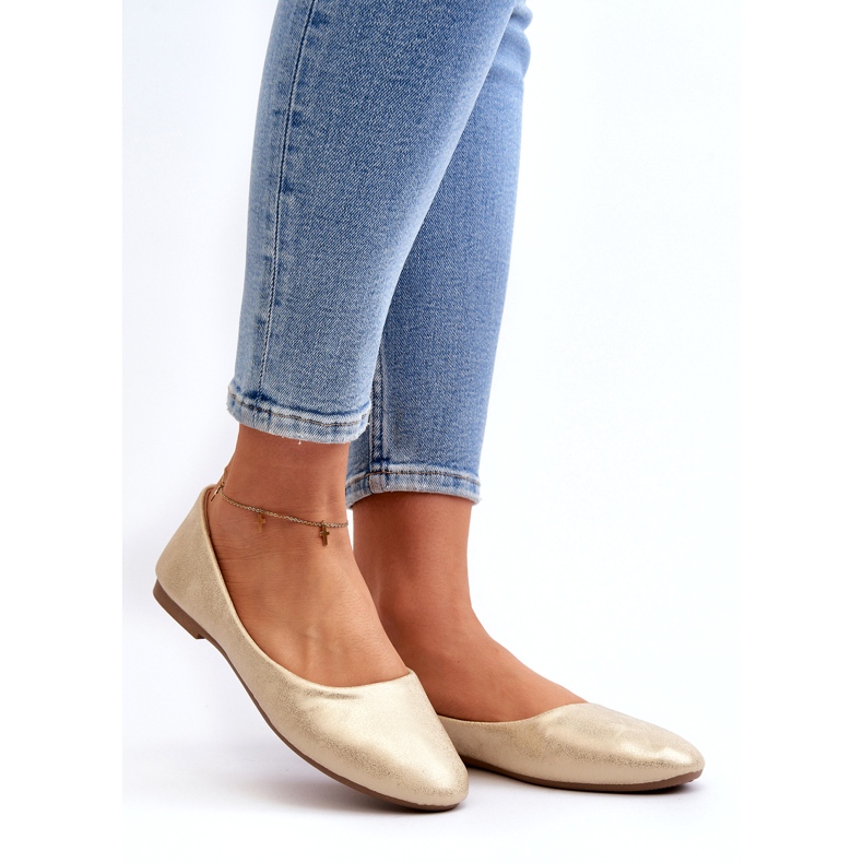 Bőr klasszikus arany balerinák aranysárga 1 Bőr klasszikus arany balerinák aranysárga 1