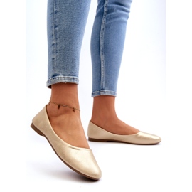 Bőr klasszikus arany balerinák aranysárga 2