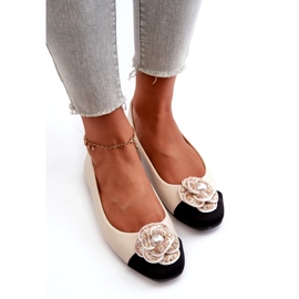 Seastar Női balerinák öko bőr dekoratív gyöngy bézs 3