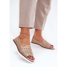 S.Barski Bőr nyitott ballerinák csupasz ujjakkal S. barski lr51-922 arany aranysárga 2