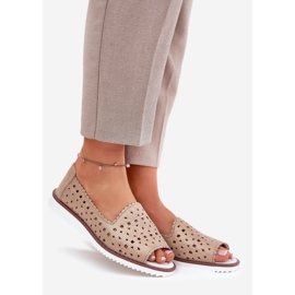 S.Barski Bőr nyitott ballerinák csupasz ujjakkal S. barski lr51-922 arany aranysárga 1