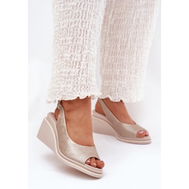 S.Barski Női bőr szandál az ékön S. Barski LR51-539 PLN aranysárga 2